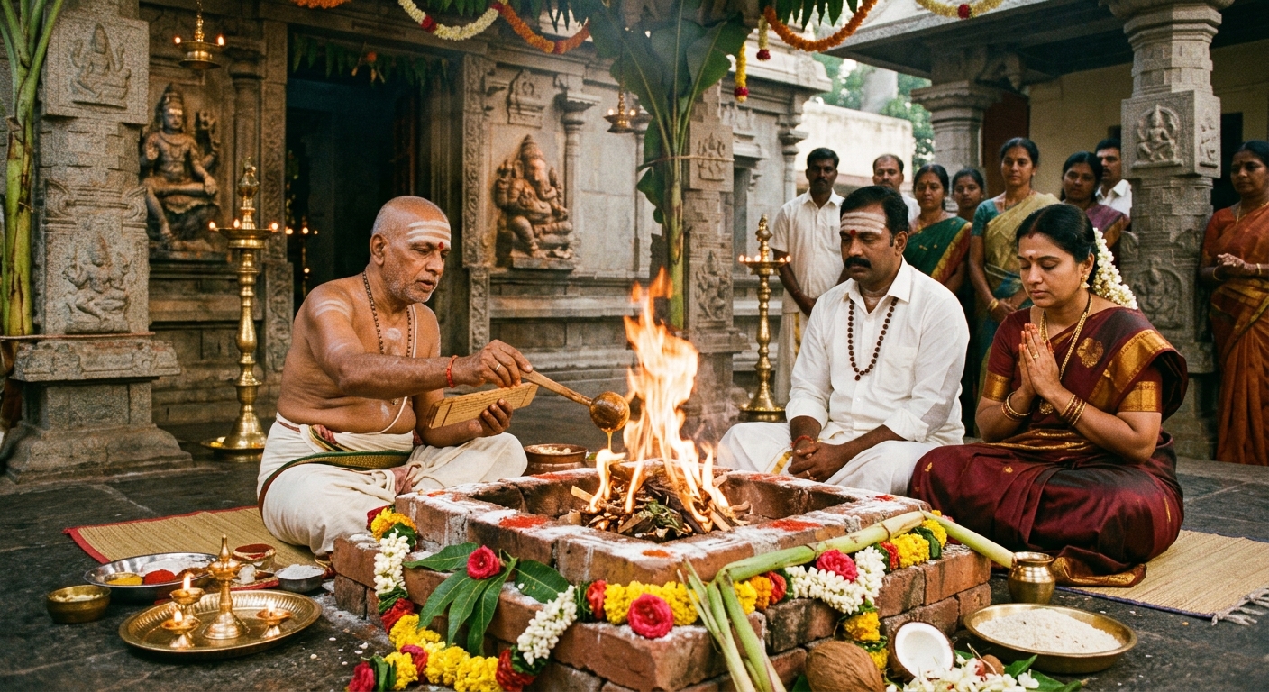 Tourist Couple in Traditional Tamil Attire